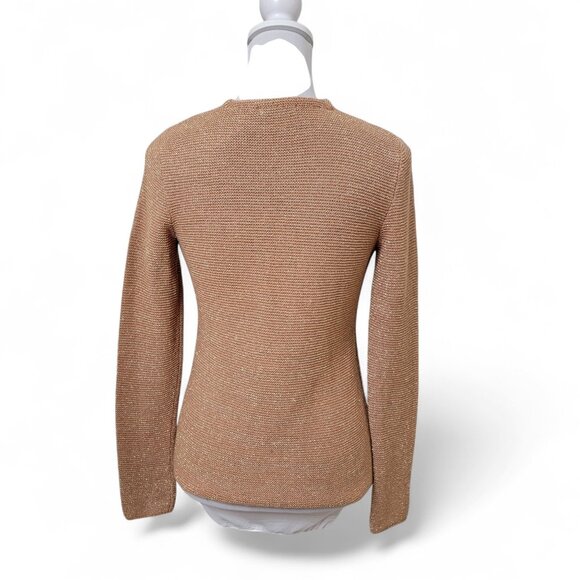 Roem Size Unknown (S/M?) Tan with Copper Metalling Threading Knit Cardigan - Picture 3 of 12